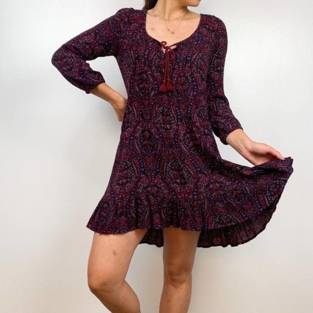 American Eagle Paisley Peasant Style Boho Dress S